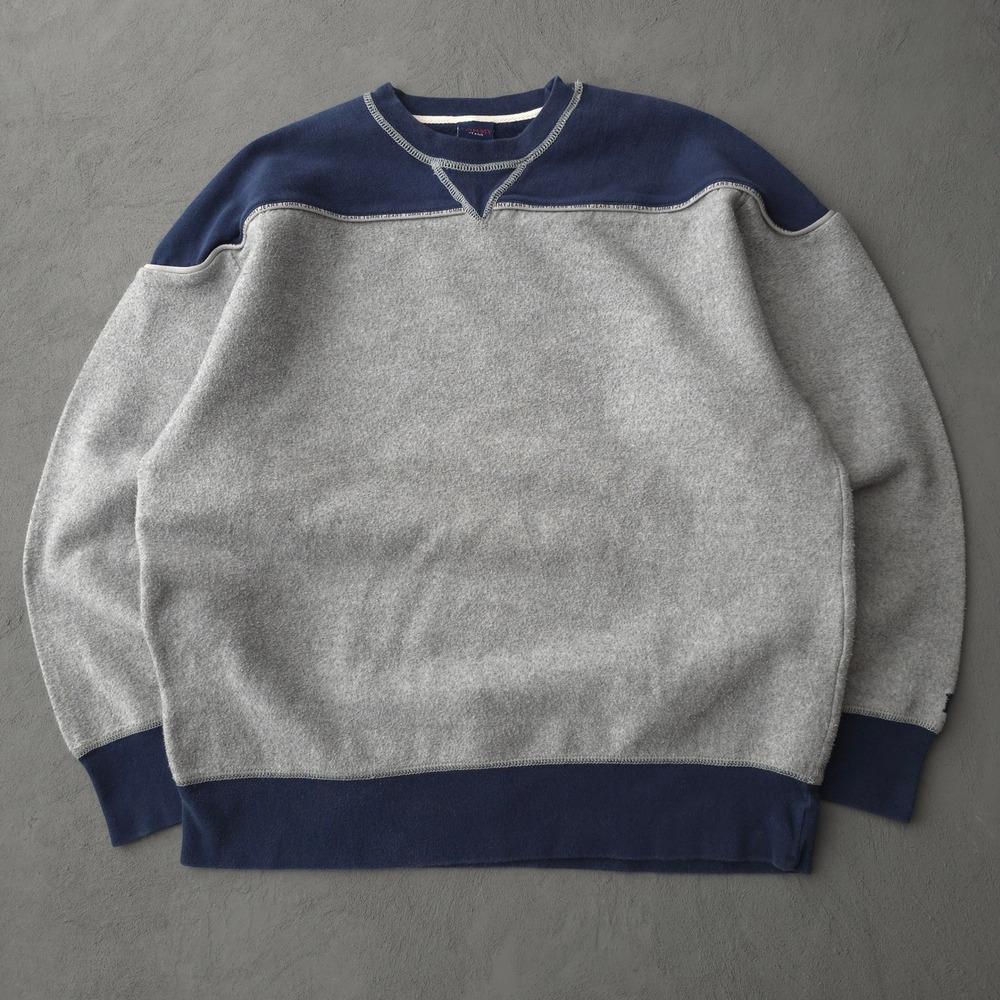 Vintage Y2K Tommy Jeans Grey Sweatshirt Medium Colorblock Logo Tape